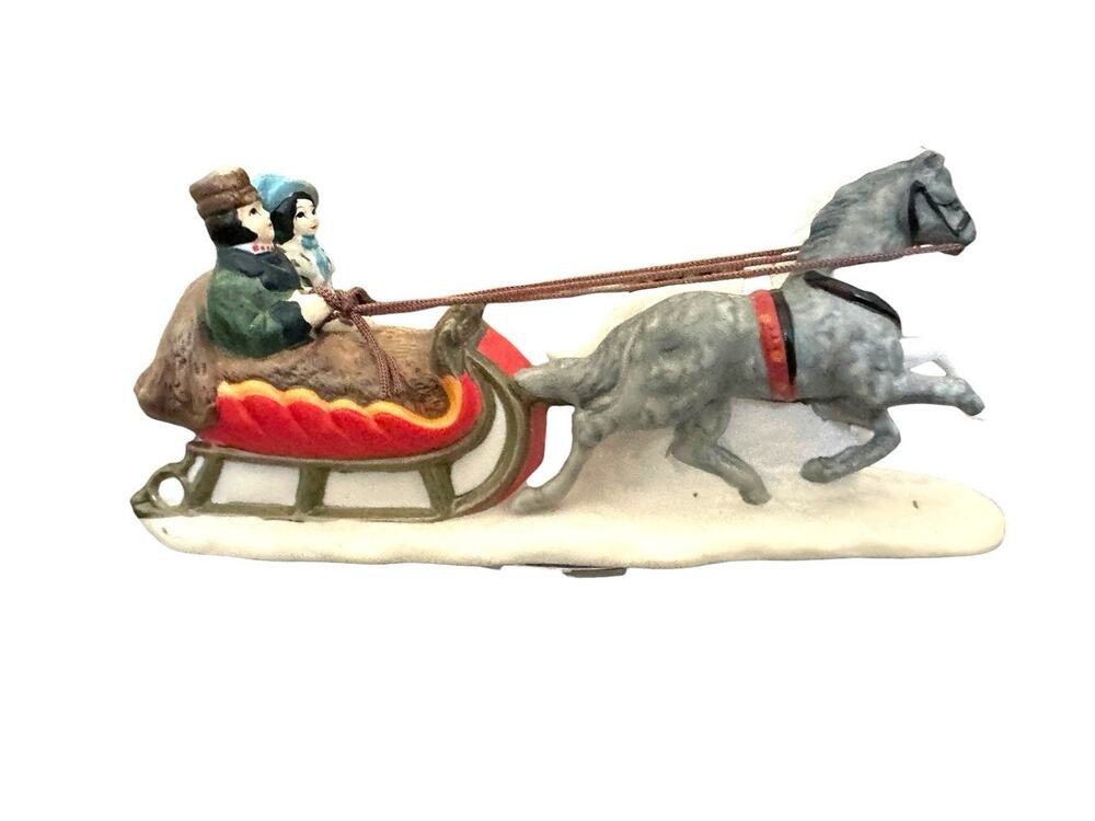 RETIRED 1986 Dept 56 Heritage Village Collection “Sleigh ride” Horses #65110 VTG